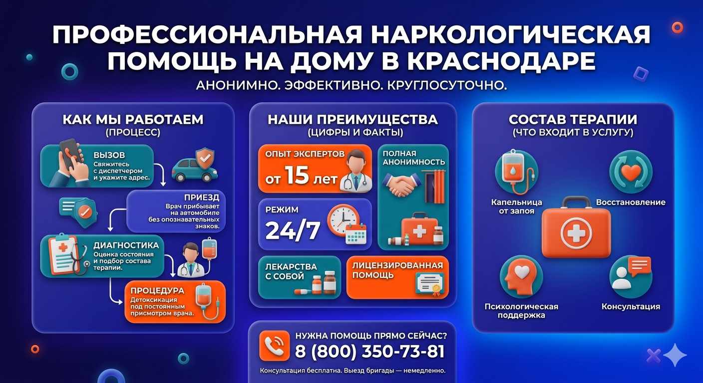 Инфографика о принципах лечения алкоголизма на дому в Ельце: этапы вызова нарколога, преимущества анонимной детоксикации и состав медицинской помощи.